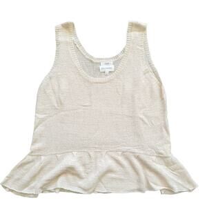 Blue Pepper Knit Acrylic Peplum Crop Top Tank Top Cream Women Sz L